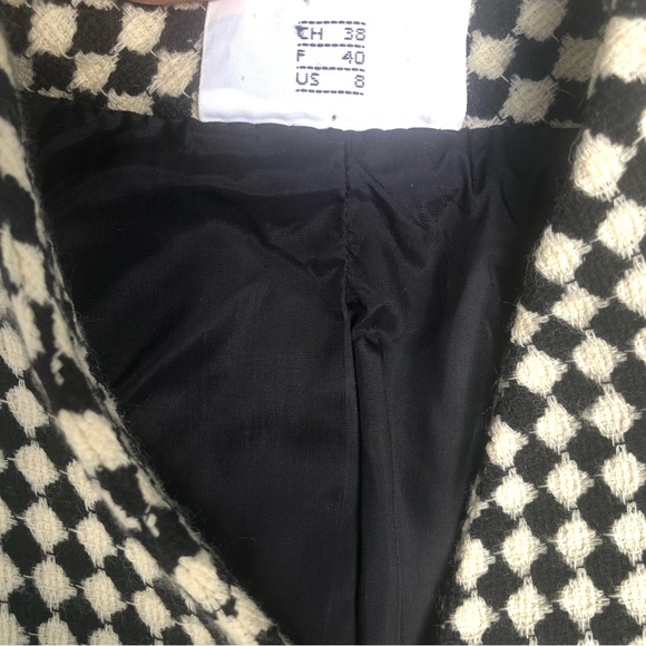 Akris blazer houndstooth check cream & black jacket women’s size 8 hourglass - Picture 10 of 15
